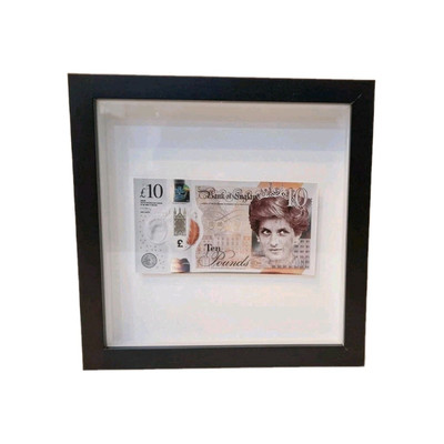 Banksy Di Faced Tenner (neuer Stil) - Schwimmer im Rahmen montiert. Fine Art - Exklusiv