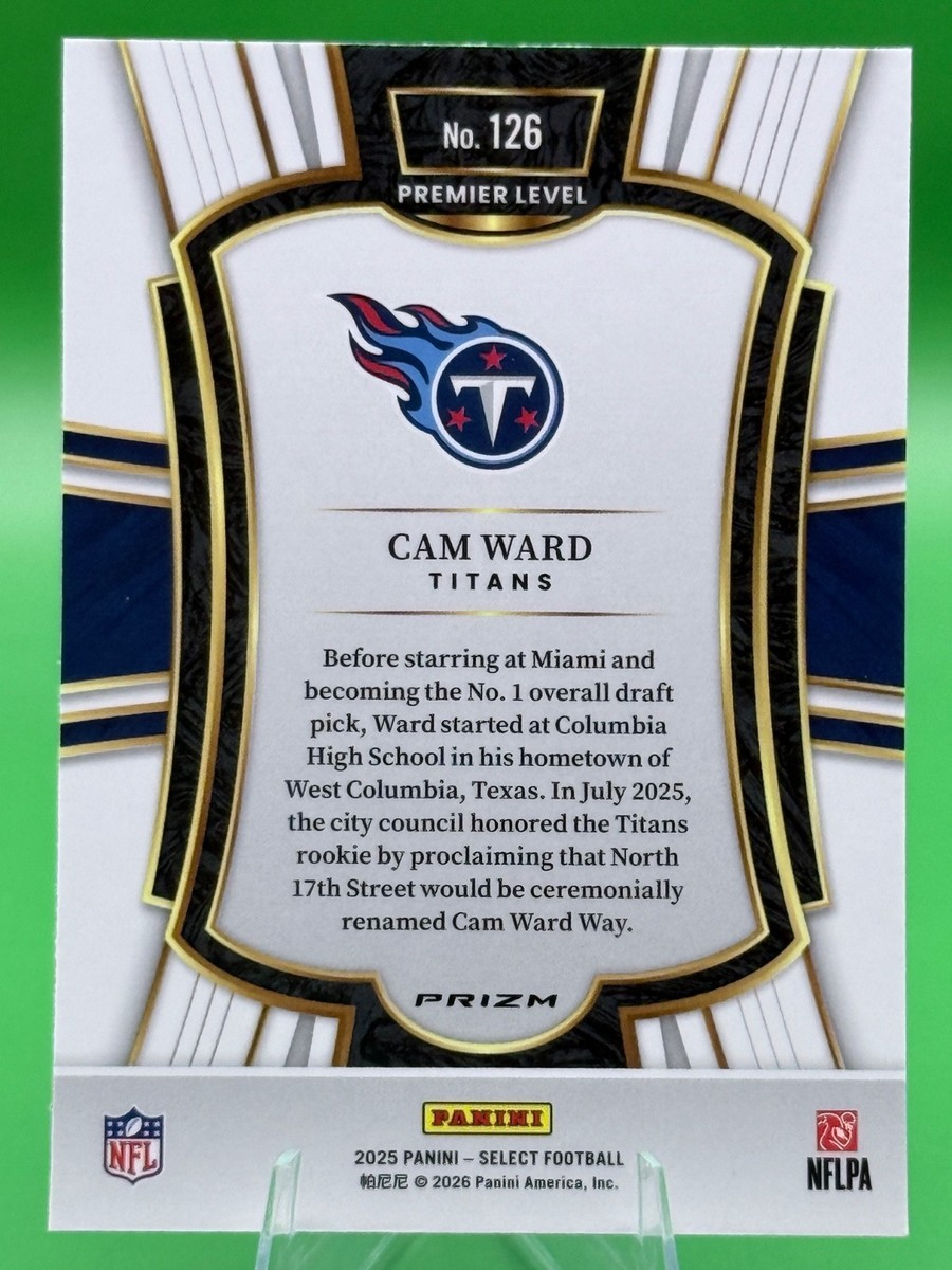 2025 Panini Select - Premier Level Cam Ward #126 Pink Shock Prizm
