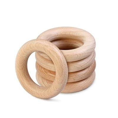 FoDau770pcs Natural Beech Wooden Rings, Unfinished Solid Wood 2-1/8'' / 55mm 5