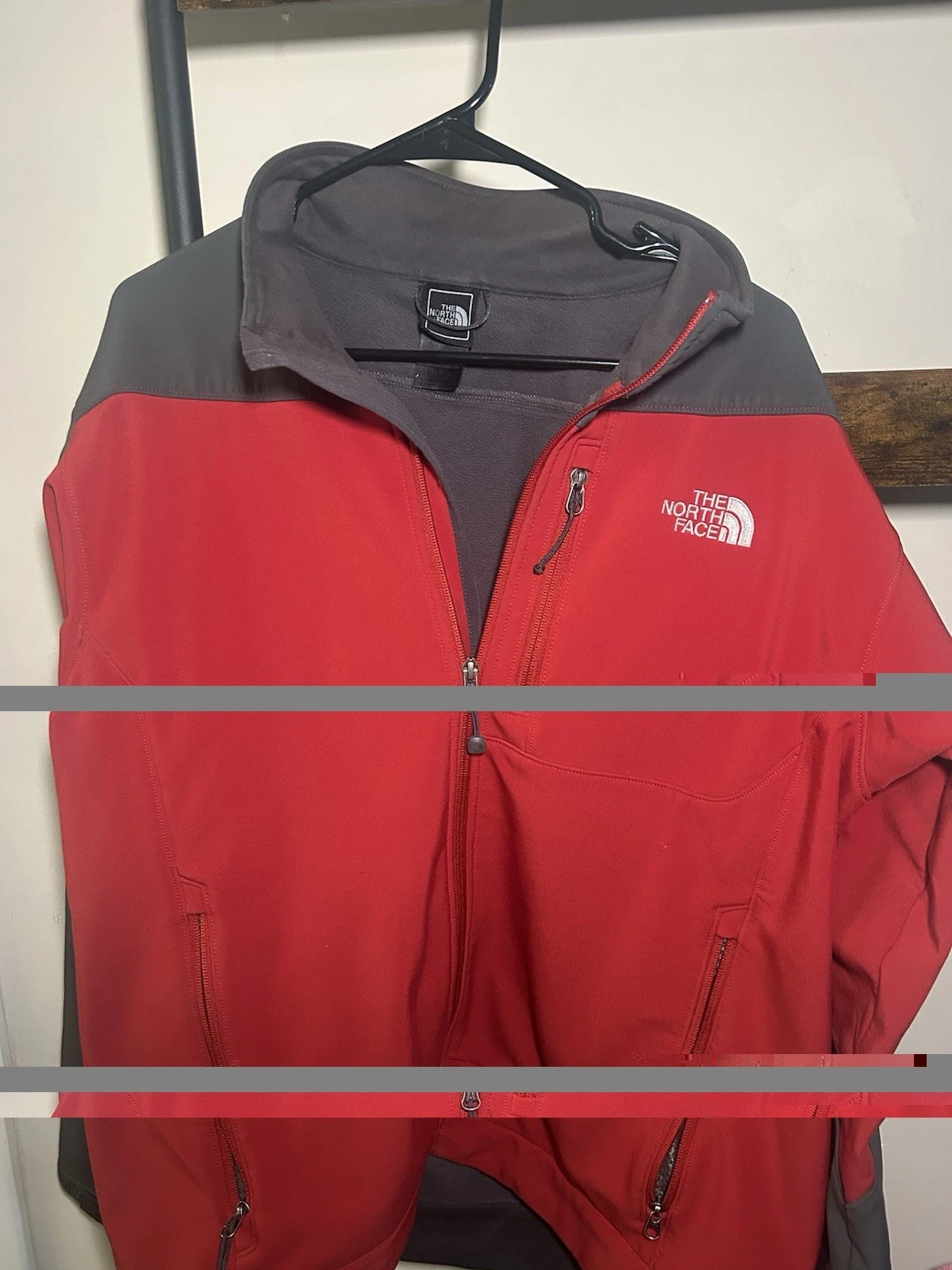 The North Face Softshell Jacket Men’s L Red Gray Full Zip Outdoor