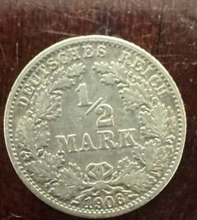 Deutsches Reich (Kaiserreich) 1/2 Mark 1906 Silber Münze Wappen Adler