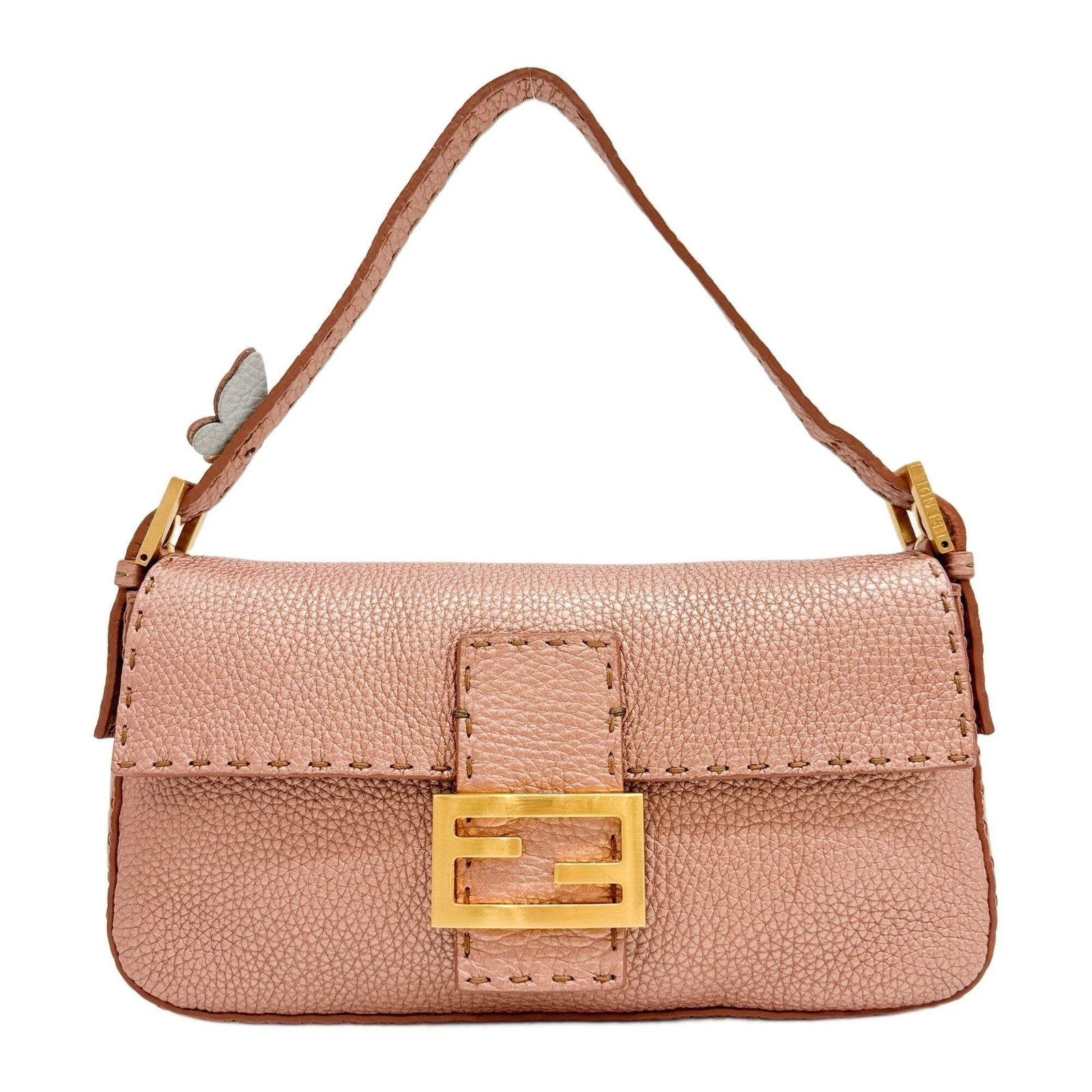 Fendi — FENDI Selleria Baguette Pink Leather Shoulder Bag