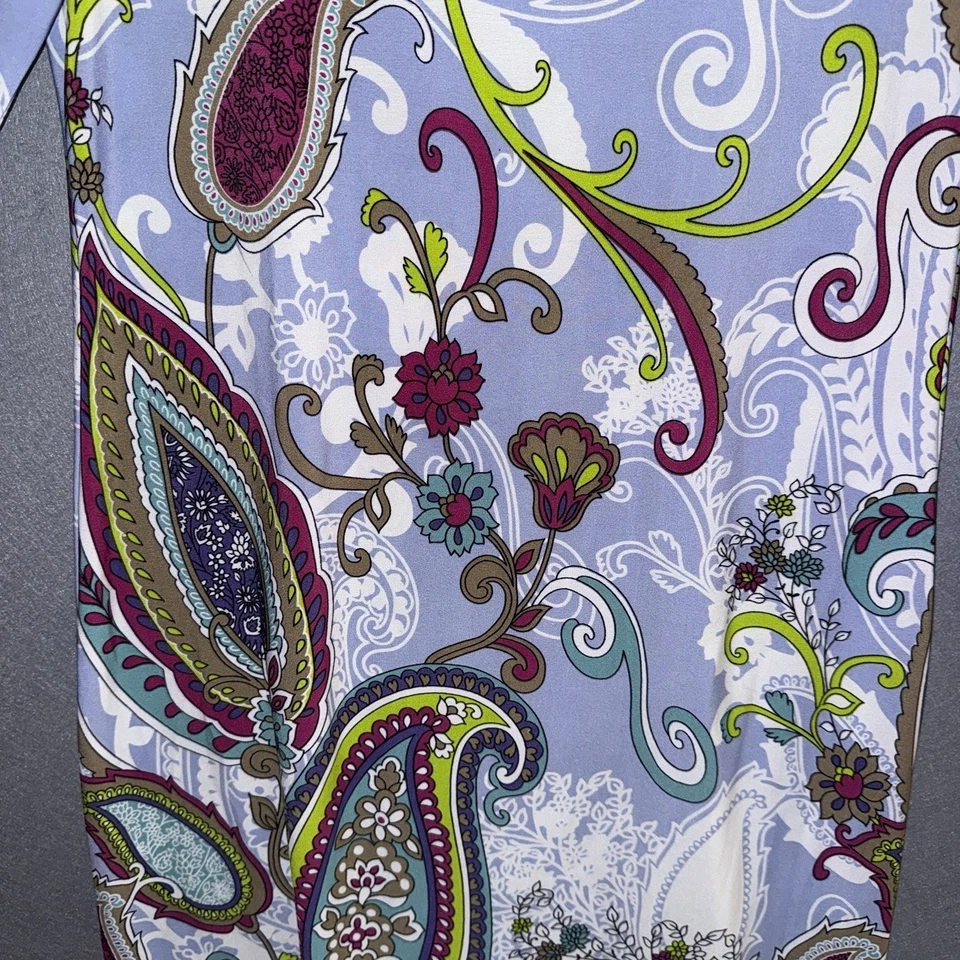 Vestido recto London Times para mujer 8 periwinkle manga 3/4 floral cachemira elástico Foto 2 de 4