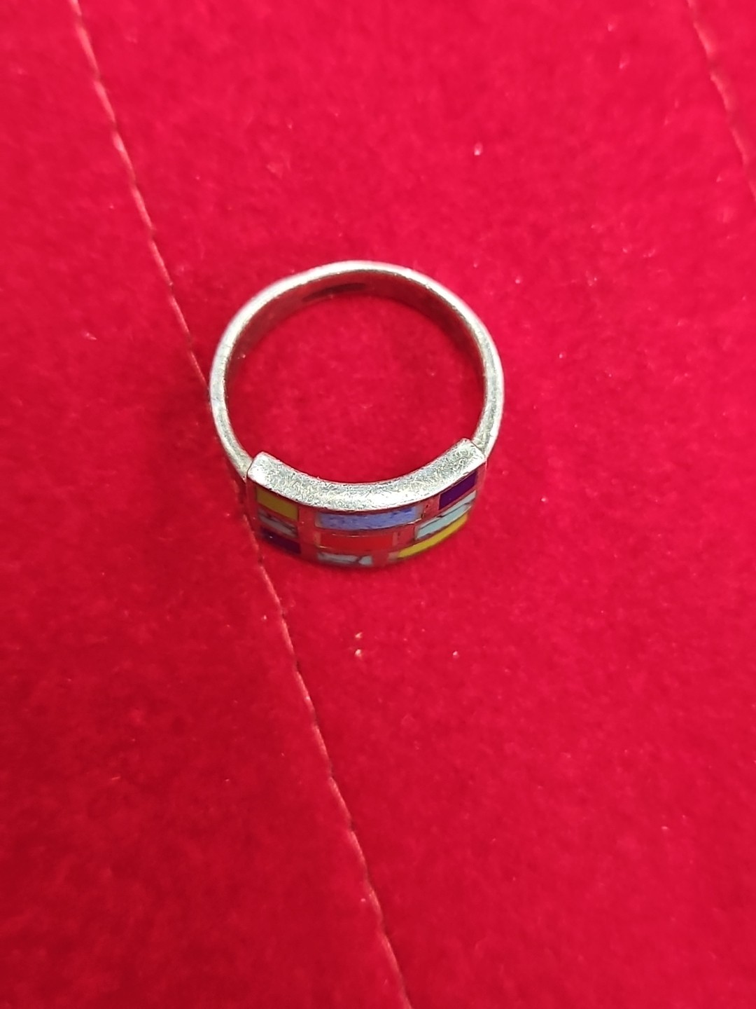 sterling silver ring featuring a multicolored mos… - image 3