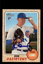 Signed Baseball Card Auto Rob Zastryzny 2017 Topps Heritage #537 Chicago Cubs