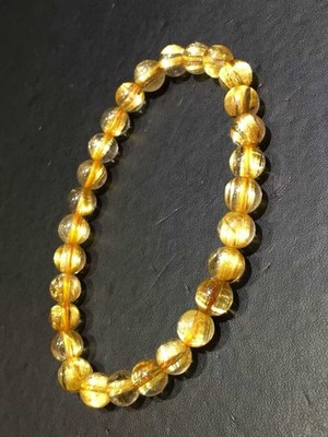 Natural Gold Rutilated Quartz Crystal Round Beads bracelet AAAAA