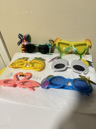 Lot of 6 Novelty Costume Sunglasses Adult Unisex One Size Tropical Designs