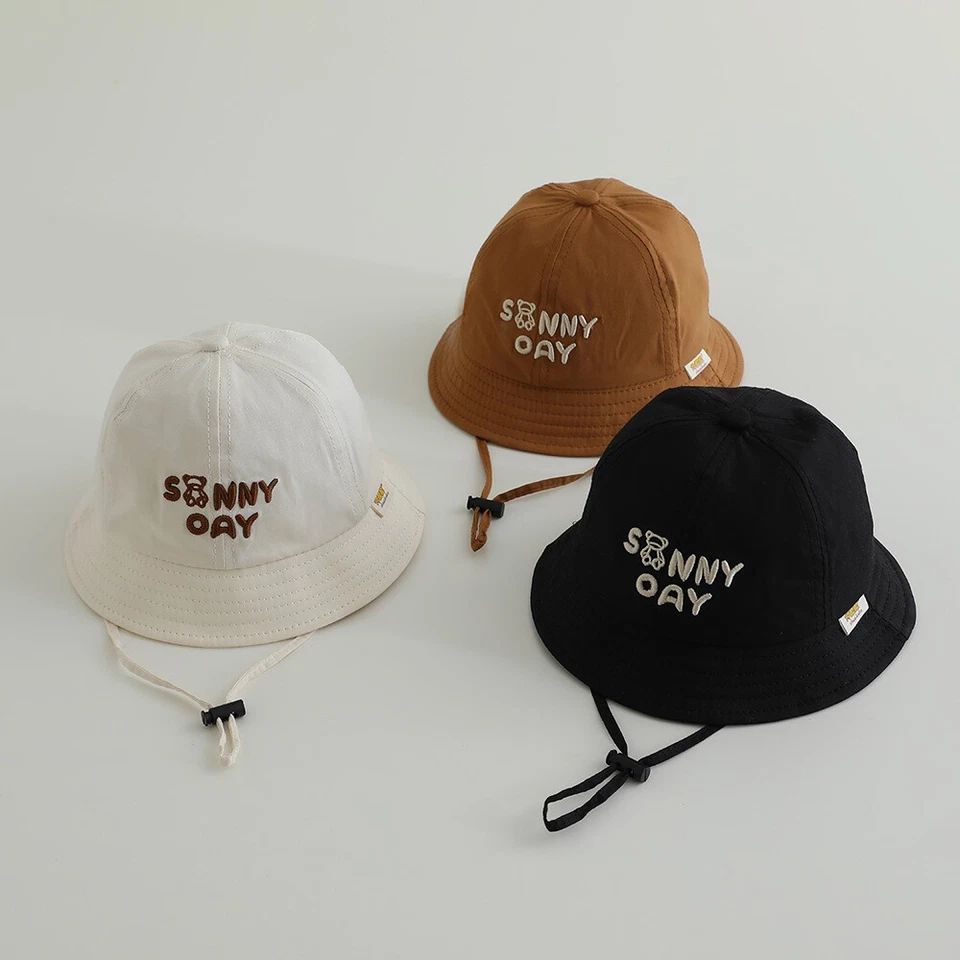 Sombrero de pescador bebé para niños lindo oso sombrero para el sol exterior protección solar sombrero informal Foto 2 de 4