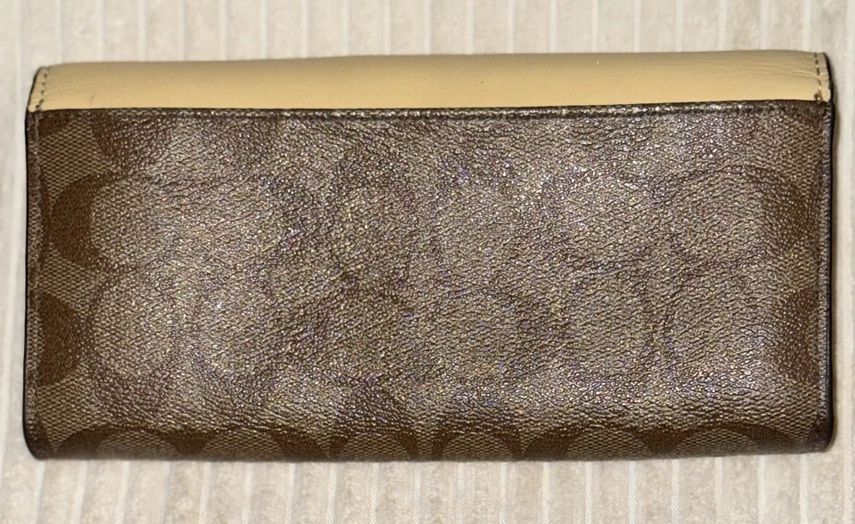 Genuine Coach Signature PVC Slim Envelope Wallet Yellow & Khaki Canvas - Image 2 of 4