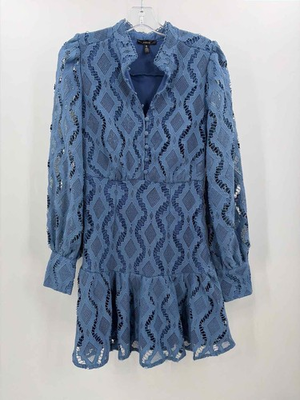 #ad Pre Owned Aqua Blue Size Medium Knee Length Long Sleeve Dress $35.99