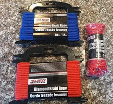 Tool Bench Diamond Braid Rope 40 Ft Lot of 2 Plus Additional 25 Ft Braided Rope