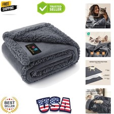 Waterproof Pet Blanket, Liquid Pee Proof Dog Blanket for Sofa Bed Couch, Reve...
