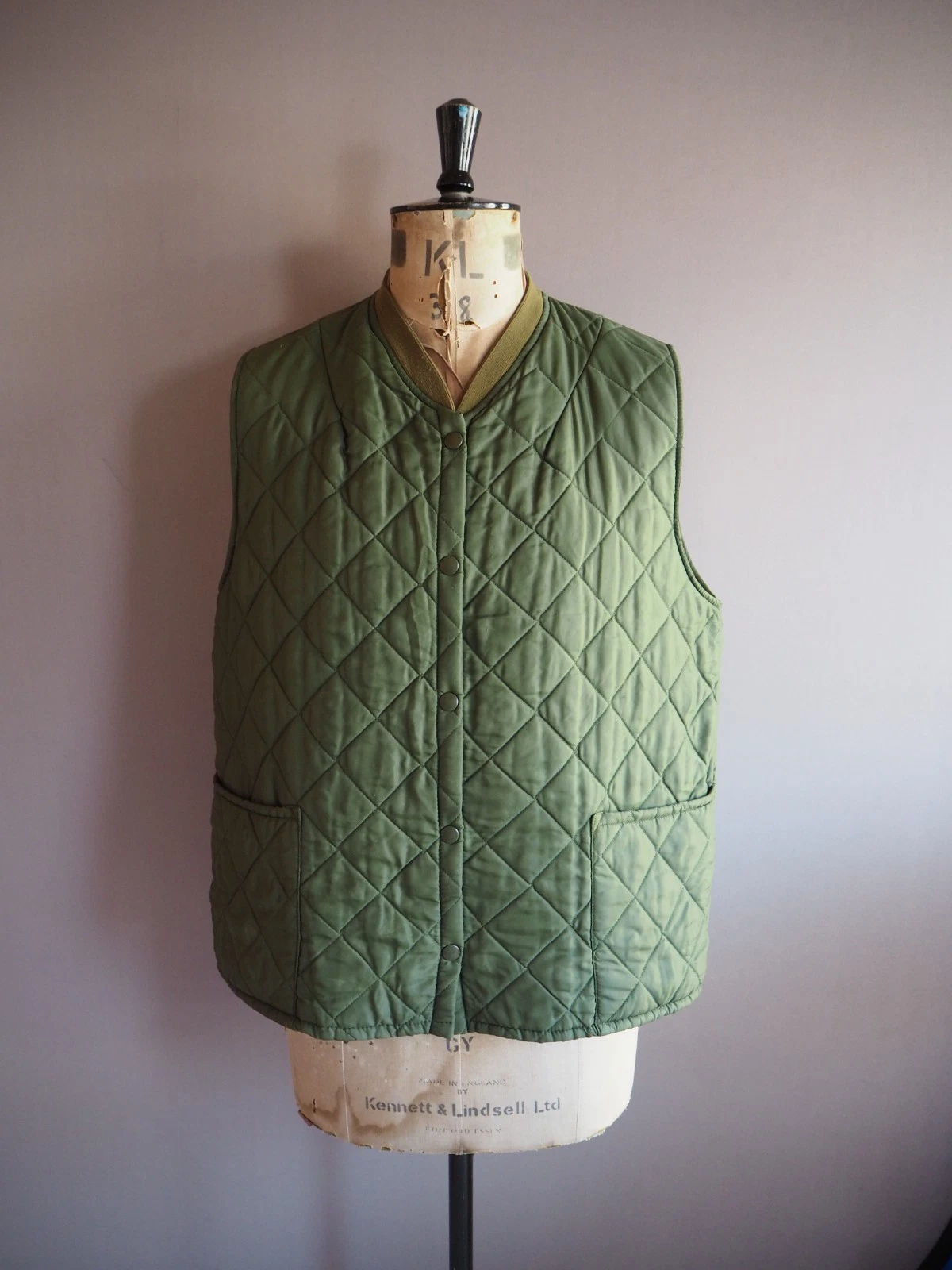 Vintage Lavenir Quilted Vest Jacket Mens Size 46 Green England Made