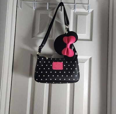 Bioworld Disney Minnie Mouse Purse Polka Dot Matching Coin Purse Black Pink New