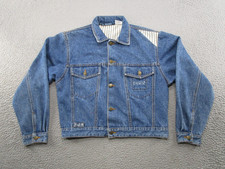 VTG 90s Paris Express Blue Denim Button Up Jacket Women's Size M Western Trucker
