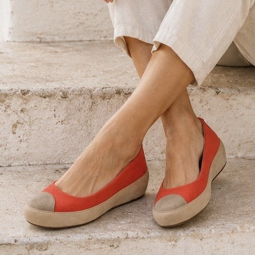 8 39 | FITFLOP | Shoes Due Platform Wedge Flat Red Orange Canvas Suede Comfort