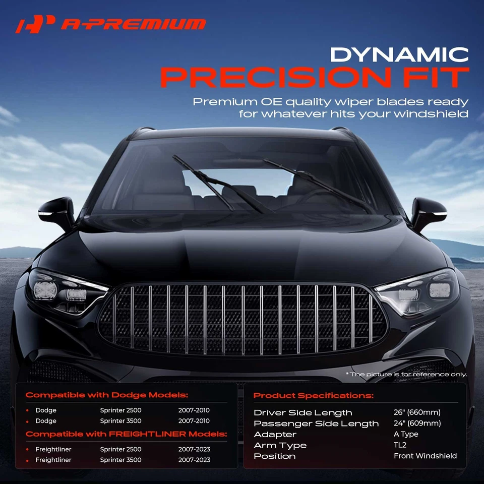 A-Premium 2x Limpiaparabrisas Delantero 26" y 24" para Dodge Sprinter 2500 3500 Foto 2 de 4