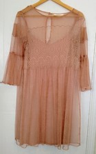 Vintage style dusky peach mesh lace occasion dress size 14 Nine Savannah Miller