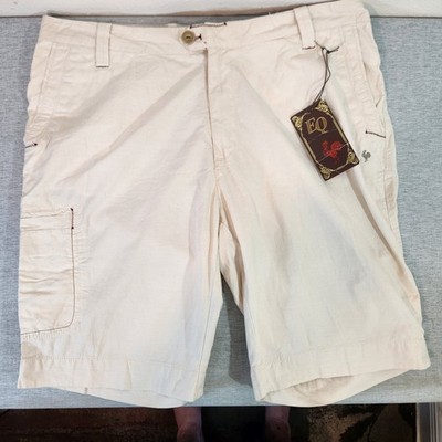 Equilibrio Men s 40 Cargo Shorts 11  Cotton Utility Casual Ivory NWT