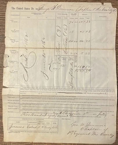 1st Wisconsin Cavalry, Killed-In-Action Chaplain George W Dunmore, Black Servant