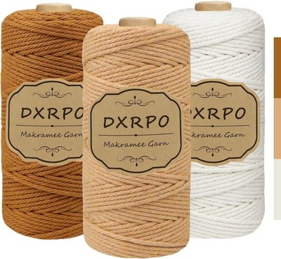 Makramee Garn Set, 3 Stück 3mm x 100m Macrame Cord,Baumwollgarn Macrame Garn ...