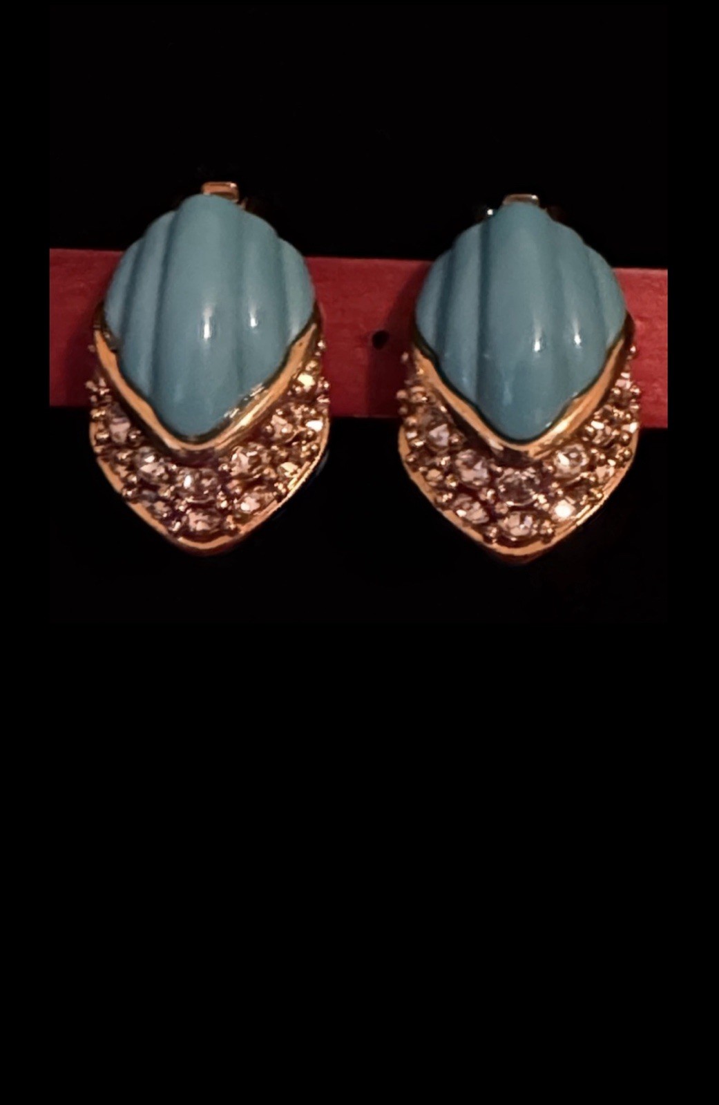 Kenneth Jay Lane Gold Tone Rhinestone & Blue Faux… - image 5