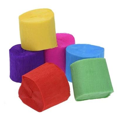 6 Rolls Décoration De Fête Pour Une D'anniversaire Rouleau Papier Crépon - Photo 1/4