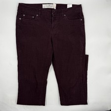 H M LOGG Pants Womens 10 Burgundy Corduroy Slim Fit Casual Five Pocket
