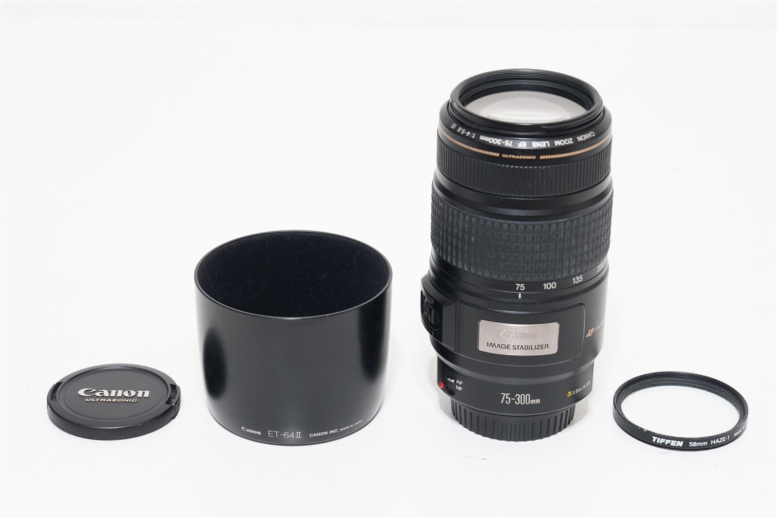 Canon EF 75-300mm f/4-5.6 IS USM Lens IMAGE STABILIZER Digital EOS 70 Hood & UV