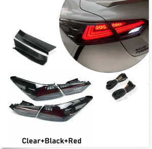 Red Replace OEM For Toyota Camry 18-20 LED Tail Lights Sequential Signal Smoke