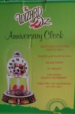 Wizard Of Oz NEW PORCELAIN Anniversary Clock WITH CRYSTAL RED SPINNERS - NRFB
