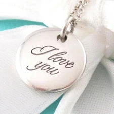 TIFFANY & CO SILVER I LOVE YOU DISC CHARM PENDANT FOR NECKLACE OR BRACELET