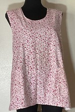 Vintage Pink Calico Floral Smock Apron-Back Ties-Large Pockets Size Large