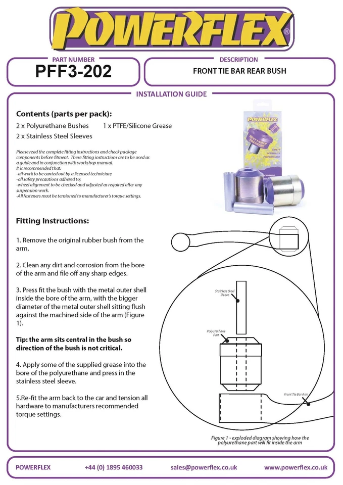 Powerflex Frente Tirante Interior Cojinetes Para VW Passat B5 Saloon (96-2005) - Imagen 3 de 4