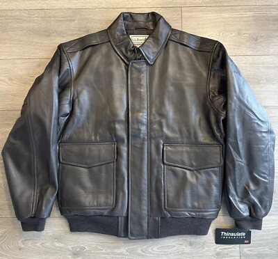 Vtg LL Bean Men's XL 100% Goatskin Leather Bomber Flight Jacket Thinsulate NEW