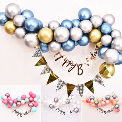 Luftballons Happy Birthday Geburtstag Girlande Metallic Banner Party Deko Latex