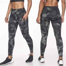 Athleta Leggings Womens Small Black Gray Camo Contender 7/8 Ankle Athletic Gym
