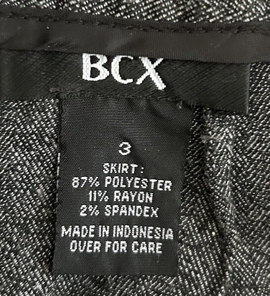 Pre-Owned ~ Womens BCX Pencil Skirt ~ Size 3 ~ Charcoal ~ - Image 3 of 4