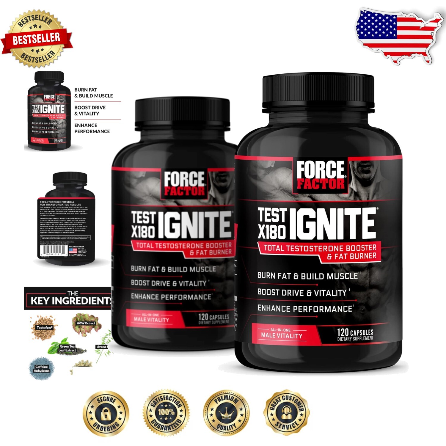 Test X180 Ignite 2-Pack - Natural Testosterone Booster for Men’s Performance