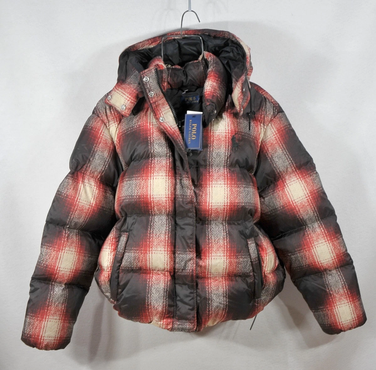 Plaid down coat cheap