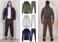 Mens Fleece Tracksuit 2 PC Full Zip Hoodie Top & Bottoms Sportswear Jogging Set