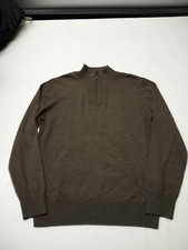 Izod Sweater Mens Small Brown Pullover 1/4 Zip Long Sleeve Mock Neck NWT
