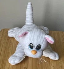 Vintage Pound Puppy Purries Kitty Cat White with Gray Stripes Tabby Plush