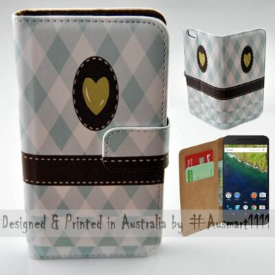 For Google Series - Blue Checkers Theme Print Wallet Mobile Phone Case Cover