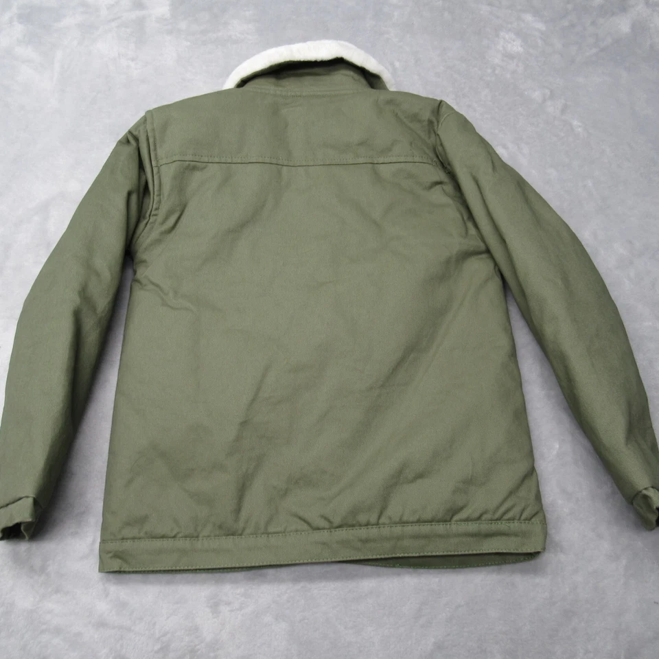 Chaqueta 7 For All Mankind Juvenil 6X Mediana Verde Ejército Cuello de Piel Sintética Frente a Presión Foto 2 de 4