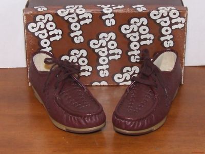Soft Spots Bonnie Wine Leather Loafers Shoes Size 8W