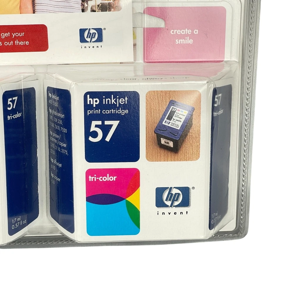Vintage HP 57 Tri-Color Inkjet Print 2 Cartridges HP Printers Exp 2005 Sealed - Image 3 of 4