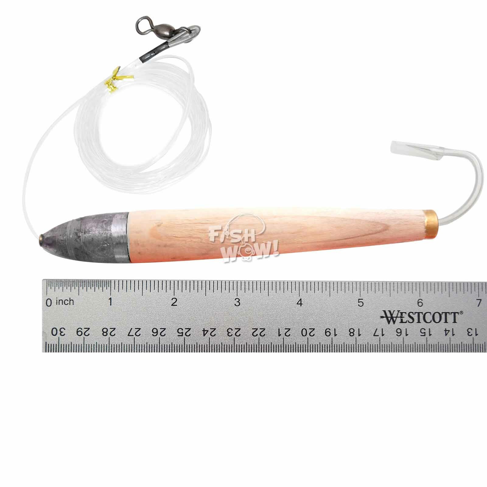 5pcs 6" Fishing Cedar Plugs Rig Tuna Mahi Trolling Wood Lures Unpaint 10/0 hook - Image 2