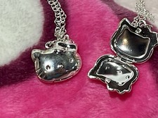 New Sanrio Hello Kitty Necklace Silver Locket Pendant Photo Girls 22  Kawaii