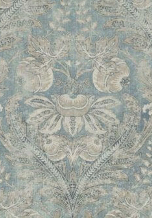 Tela de cortina GP & J Baker 'LAPURA DAMASCO - AZUL' 4,4 METROS mezcla de lino Foto 2 de 4